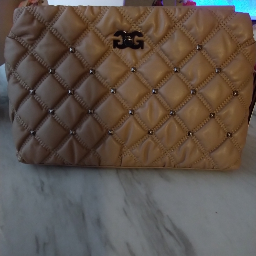 NWT Elegant Tan Quilted Clutch